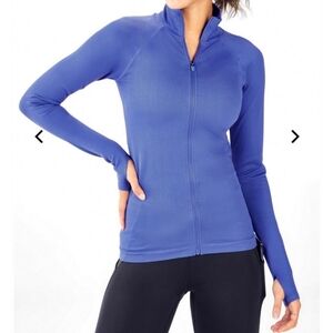 Fabletics Luciana ribbed seamless zip up athletic workout jacket NWOT size large